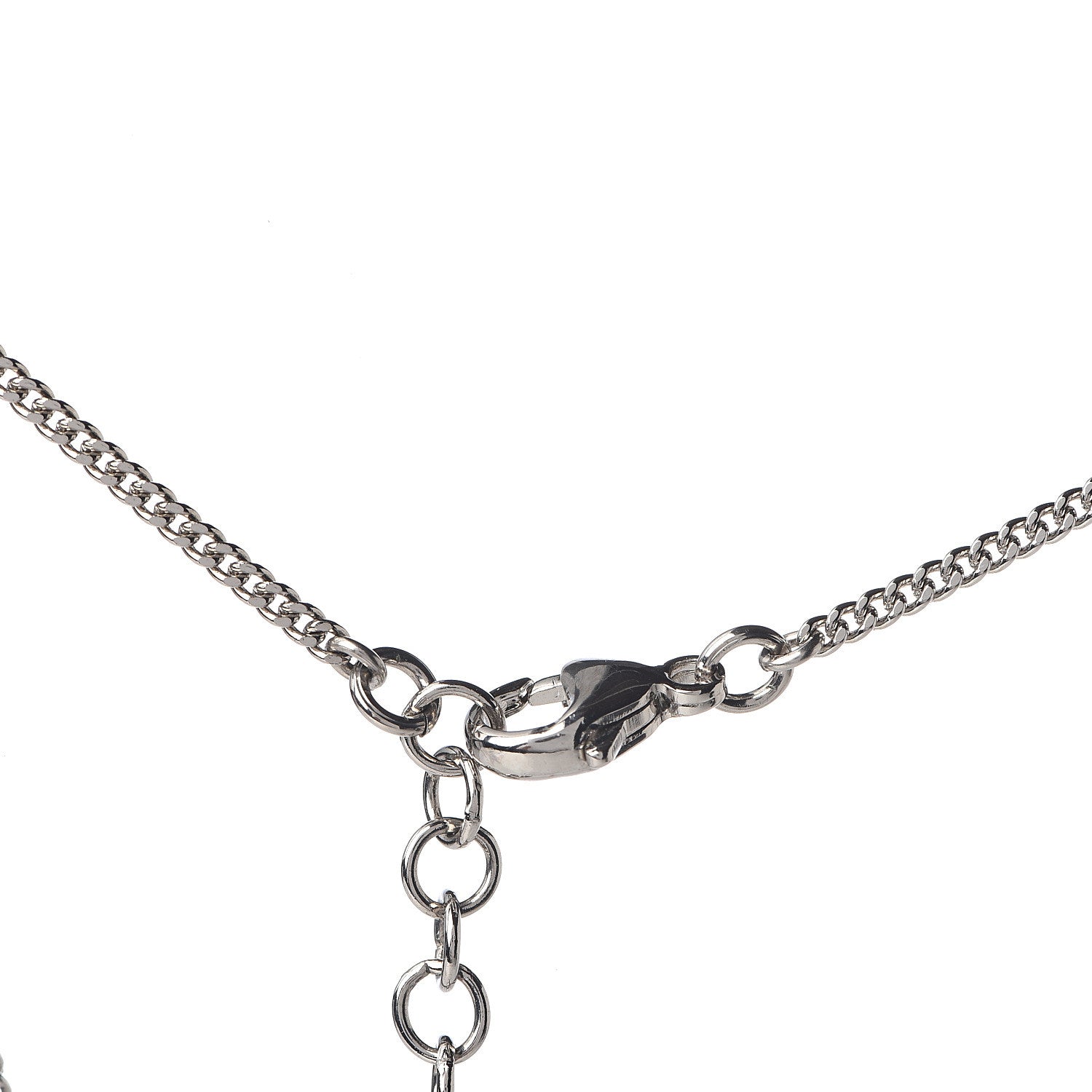 Chanel Crystal CC Drop Pendant Necklace Silver 4 of 4