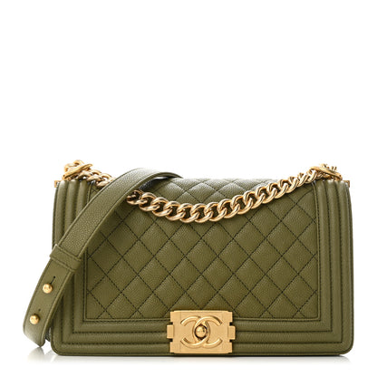 Chanel Caviar Quilted Medium Boy Flap Khaki 1 of 11