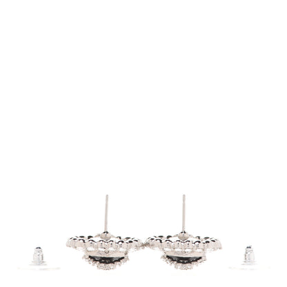 Chanel Resin Crystal CC Earrings Silver Black 3 of 5