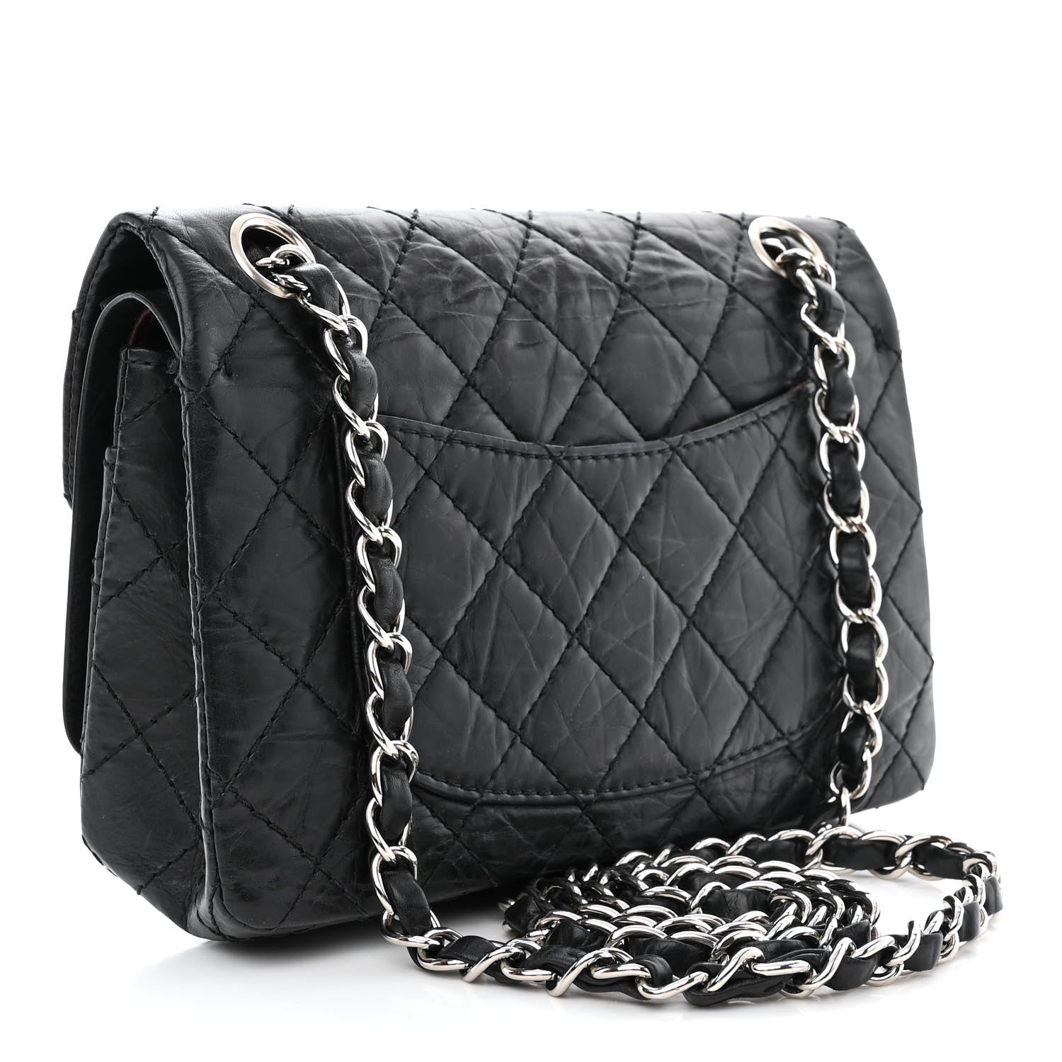 Chanel Aged Calfskin Quilted Mini Rectangular Double Flap Black 3 of 15