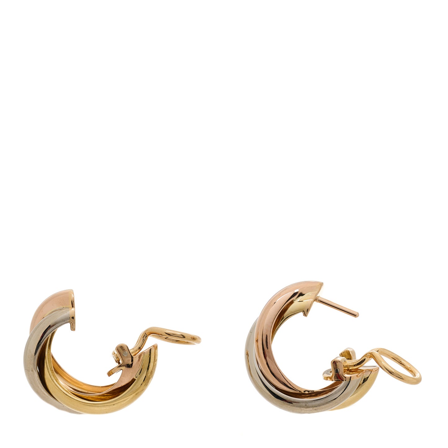 18K Pink Yellow White Gold Small Trinity Earrings