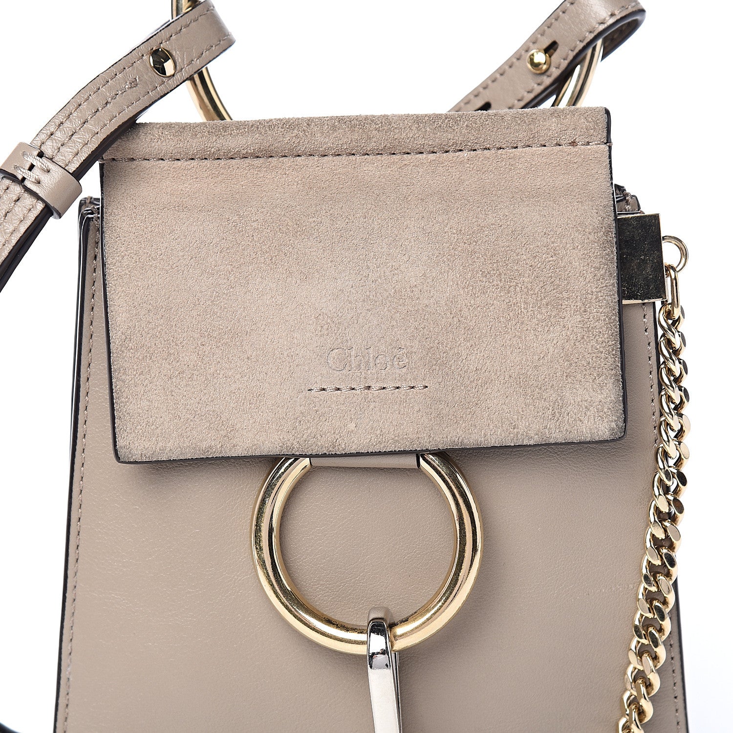 Chloe Suede Calfskin Mini Faye Bracelet Bag Motty Grey 9 of 9
