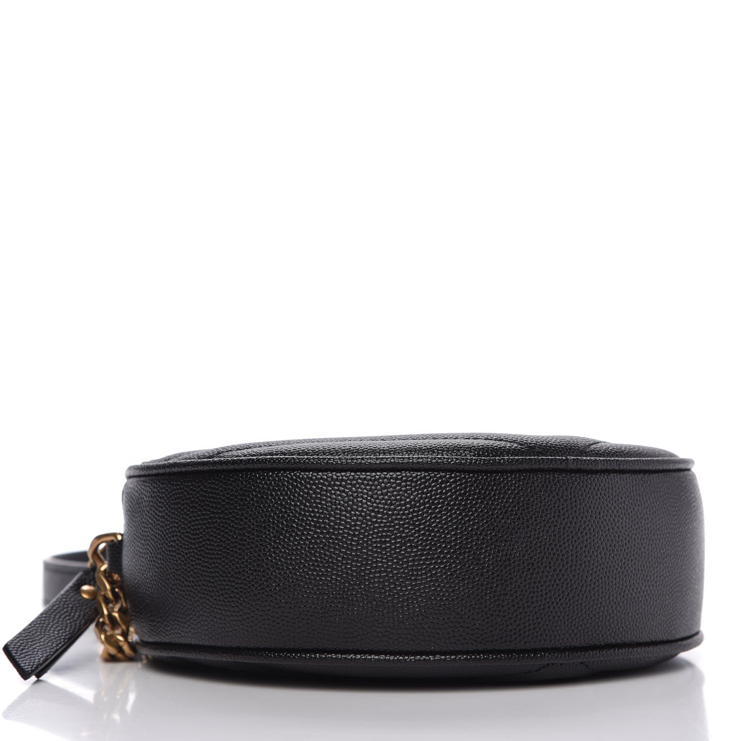 Saint Laurent Grain De Poudre Matelasse Chevron Quilted Round Vinyle Camera Bag Black 4 of 10