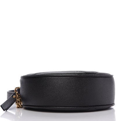 Saint Laurent Grain De Poudre Matelasse Chevron Quilted Round Vinyle Camera Bag Black 4 of 10