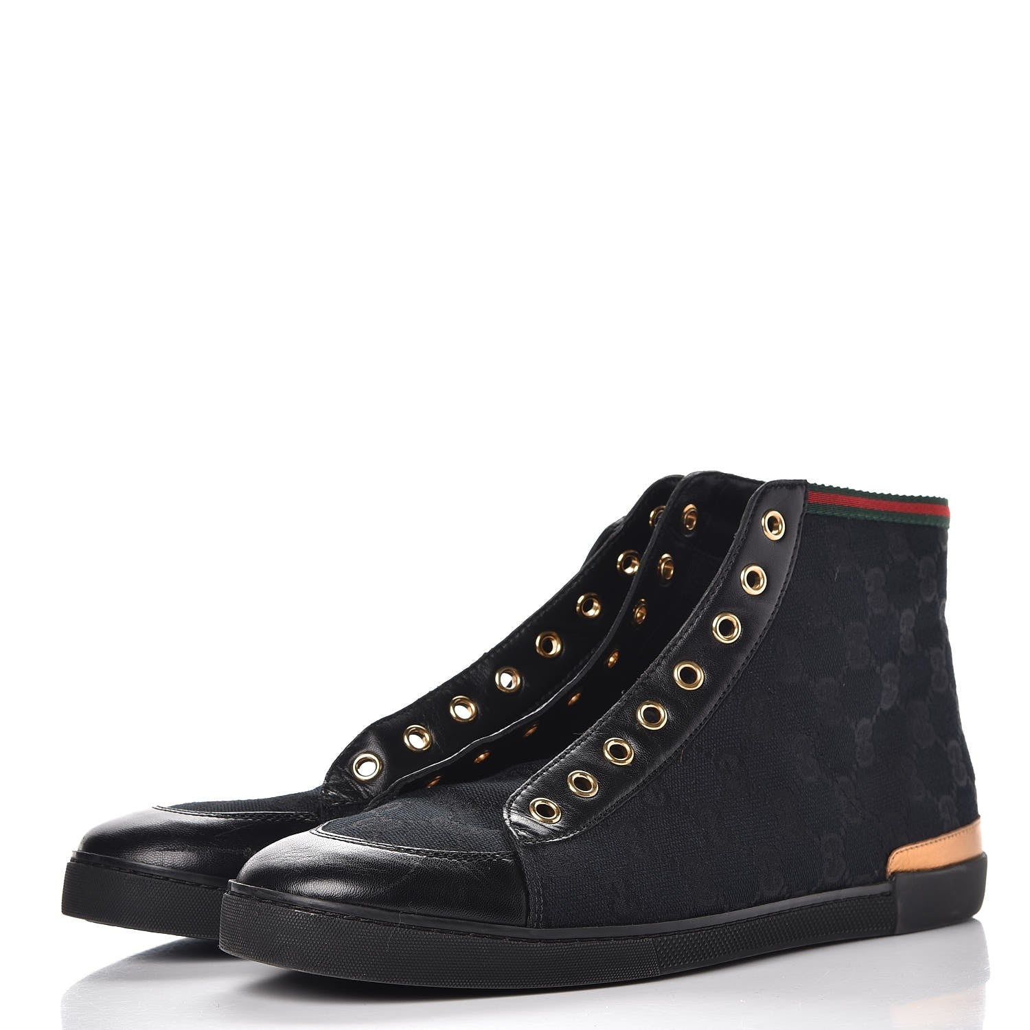 Gucci GG Monogram Barcelona Web High Top Sneakers 39 Black 4 of 12