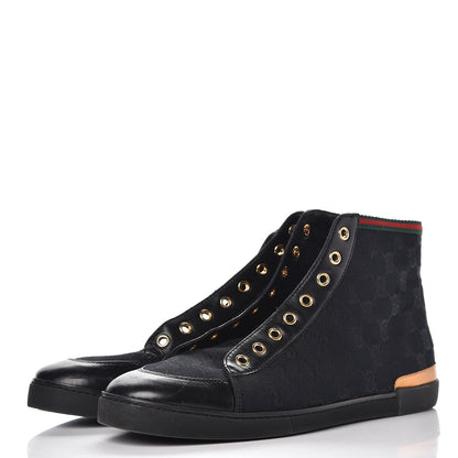 Gucci GG Monogram Barcelona Web High Top Sneakers 39 Black 4 of 12