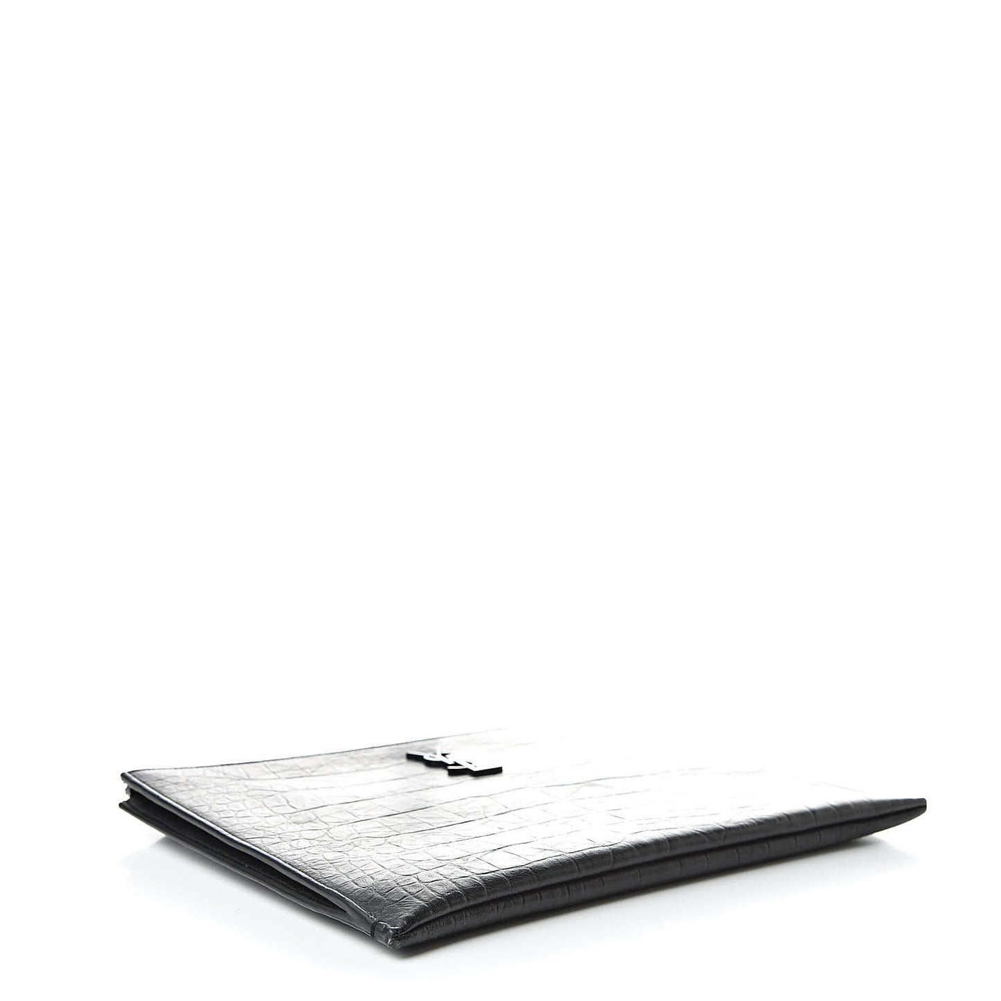 Calfskin Crocodile Embossed Monogram iPad Case Black