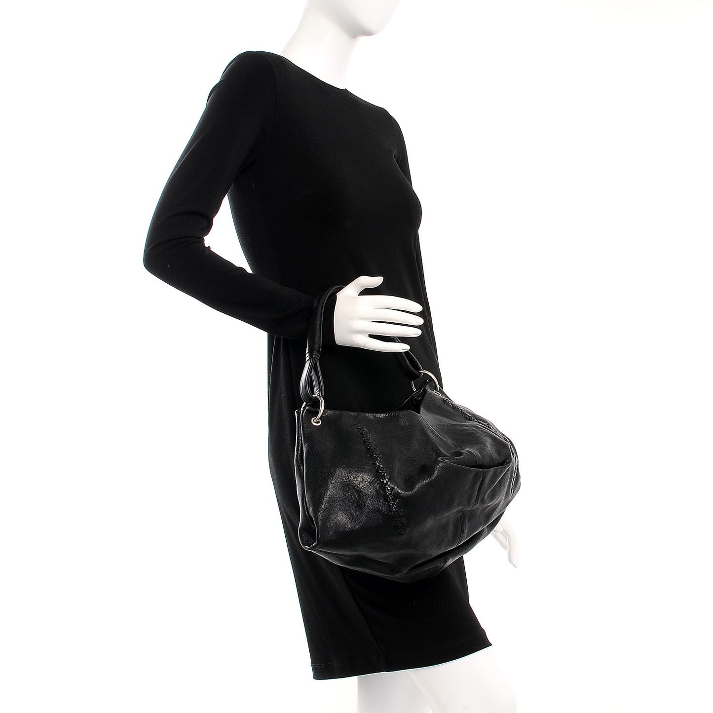 Nappa Intrecciato Aquilone Fortune Cookie Hobo Black