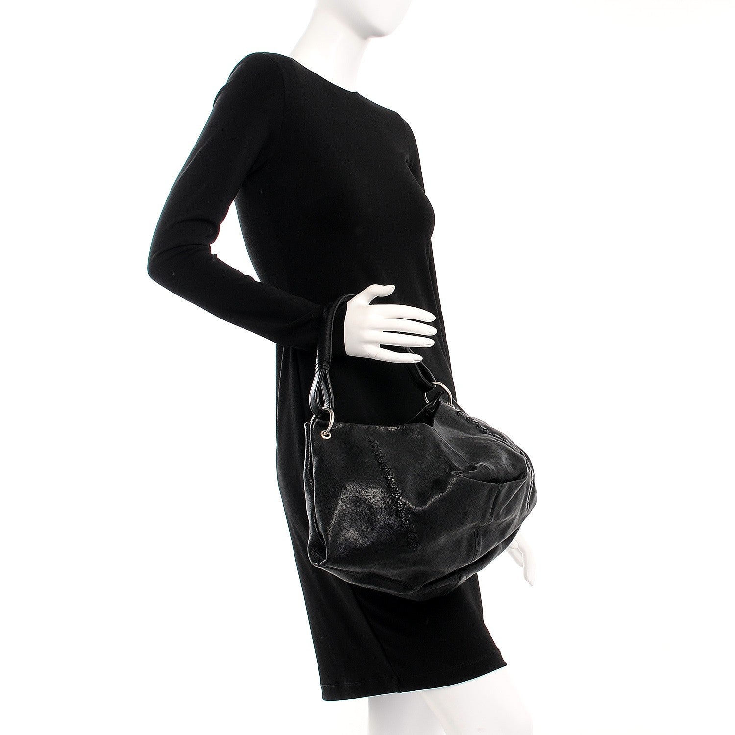 Bottega Veneta Nappa Intrecciato Aquilone Fortune Cookie Hobo Black 2 of 10