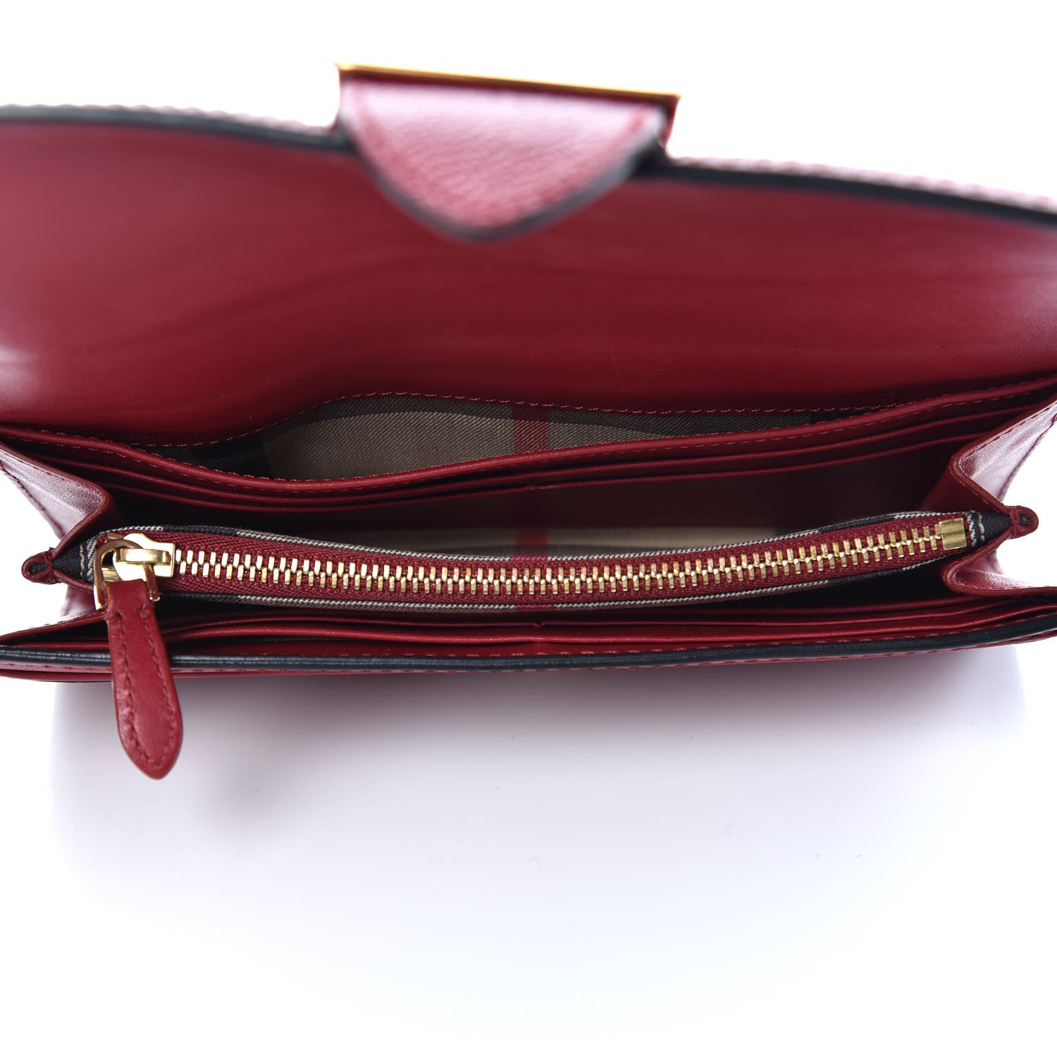 Burberry Grainy Leather Buckle Detail Flap Wallet Red 5 of 11