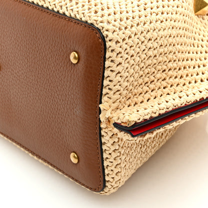 Valentino Garavani Raffia Grained Calfskin Small Rockstud Vlogo Tote Naturale 8 of 8