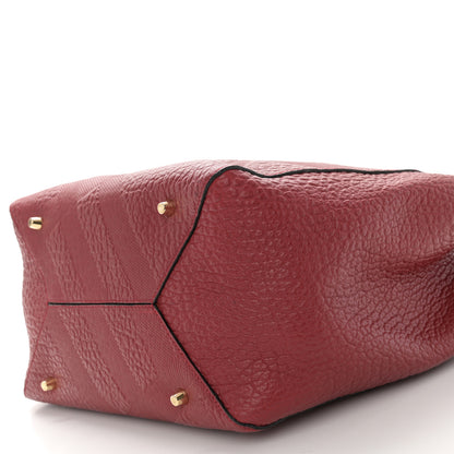 Burberry Signature Grain Calfskin Check Embossed Small Canterbury Tote Red 11 of 14