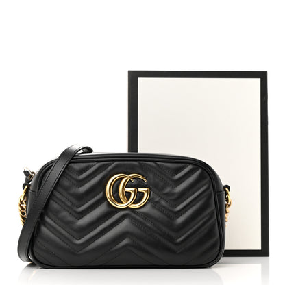 Gucci Calfskin Matelasse Small GG Marmont Chain Shoulder Bag Black 17 of 17