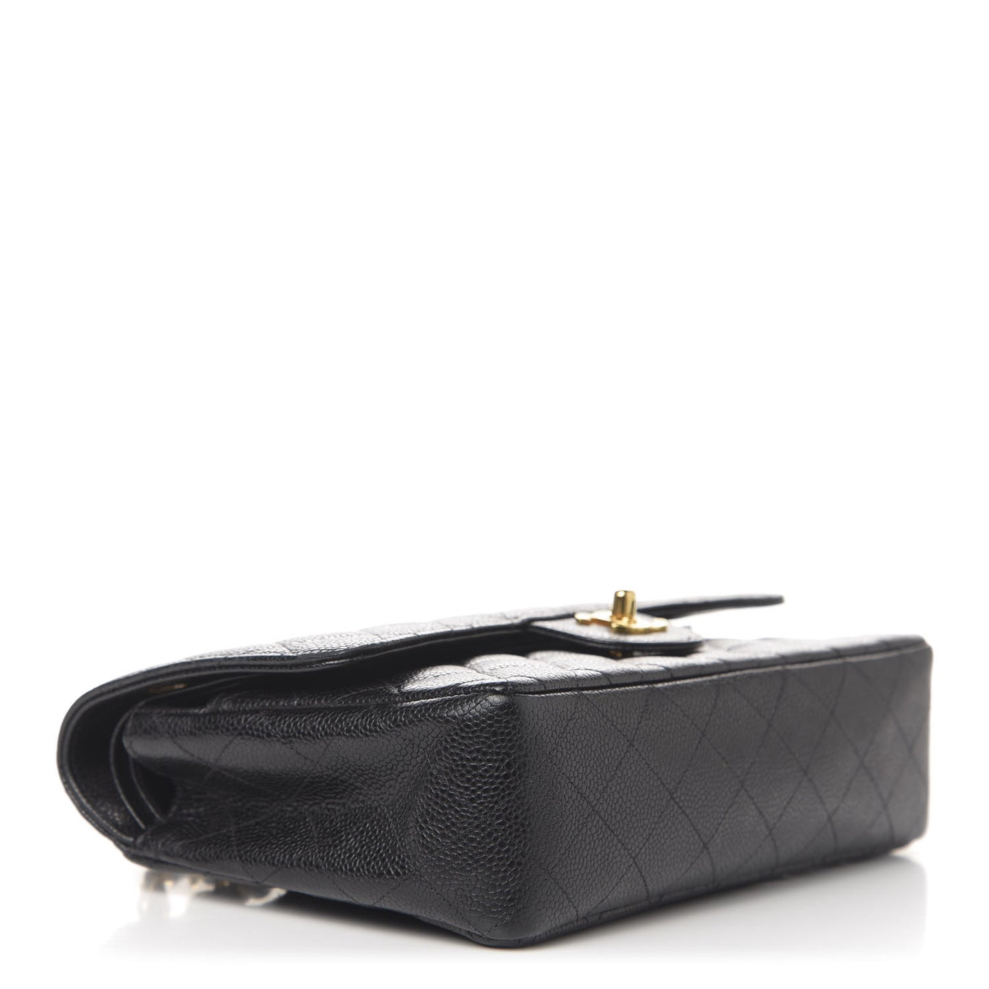 Caviar Quilted Medium Double Flap Black