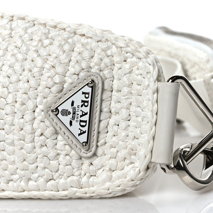 Prada Yarn Raffia Effect Crochet Triangle Shoulder Bag White 8 of 8
