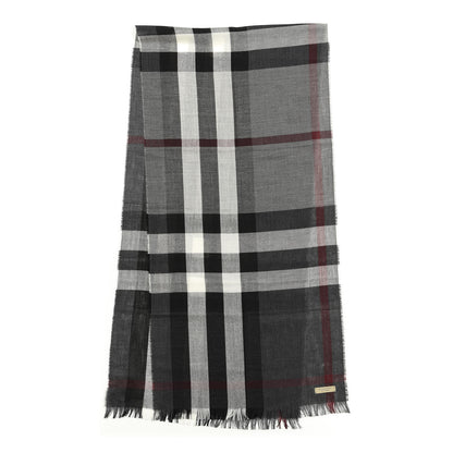 Burberry Wool Cashmere Check Lightweight Scarf Black 2 of 4
