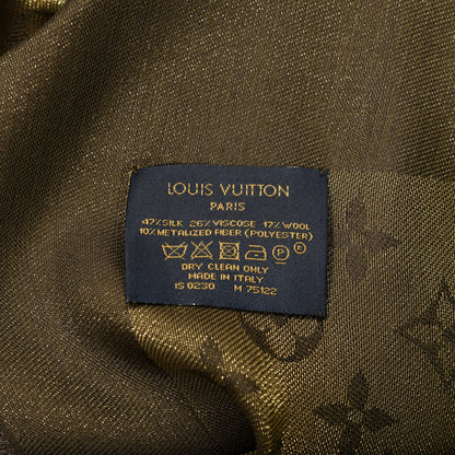Louis Vuitton Silk Lurex Wool Monogram Shine Shawl Brown 3 of 3