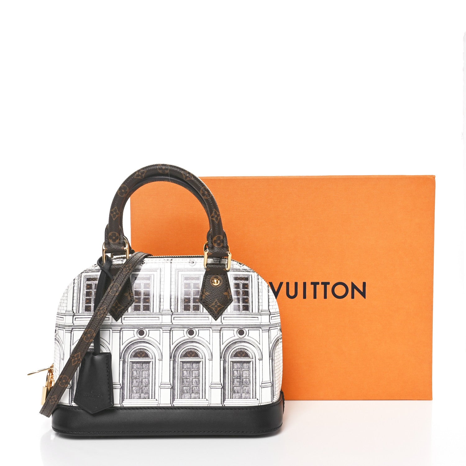 Louis Vuitton X FORNASETTI Calfskin Architettura Alma BB Black White 10 of 10