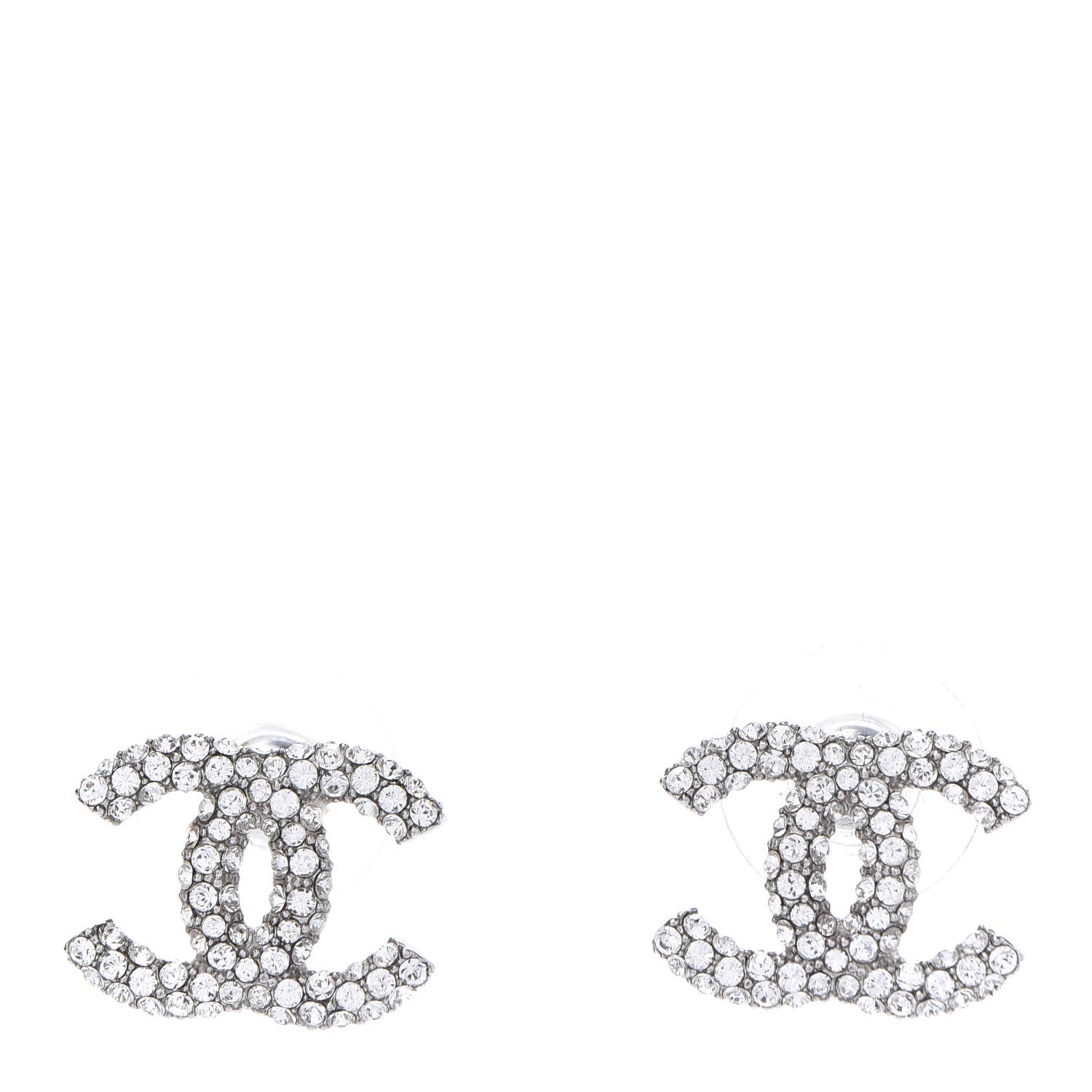 Chanel Crystal Mini CC Earrings Silver 1 of 10