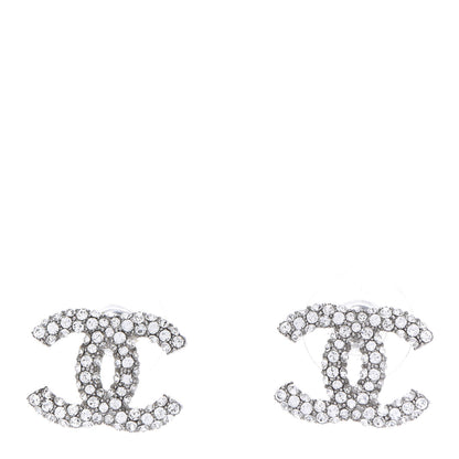Chanel Crystal Mini CC Earrings Silver 1 of 10