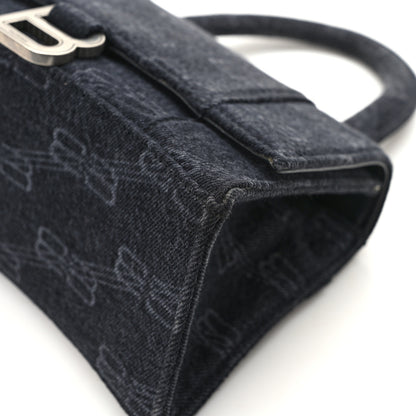 Balenciaga Washed Denim BB Monogram Small Hourglass Top Handle Bag Black 11 of 12