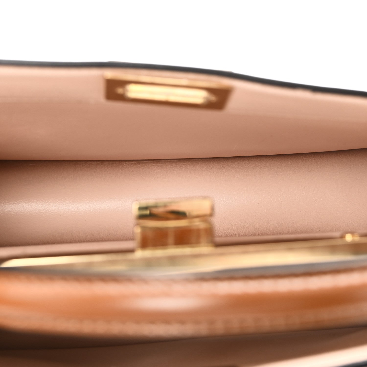 Fendi Vitello King Luxor Shiny Nappa Medium Peekaboo I SEE U East West Satchel Brandy Light Rose 4 of 9