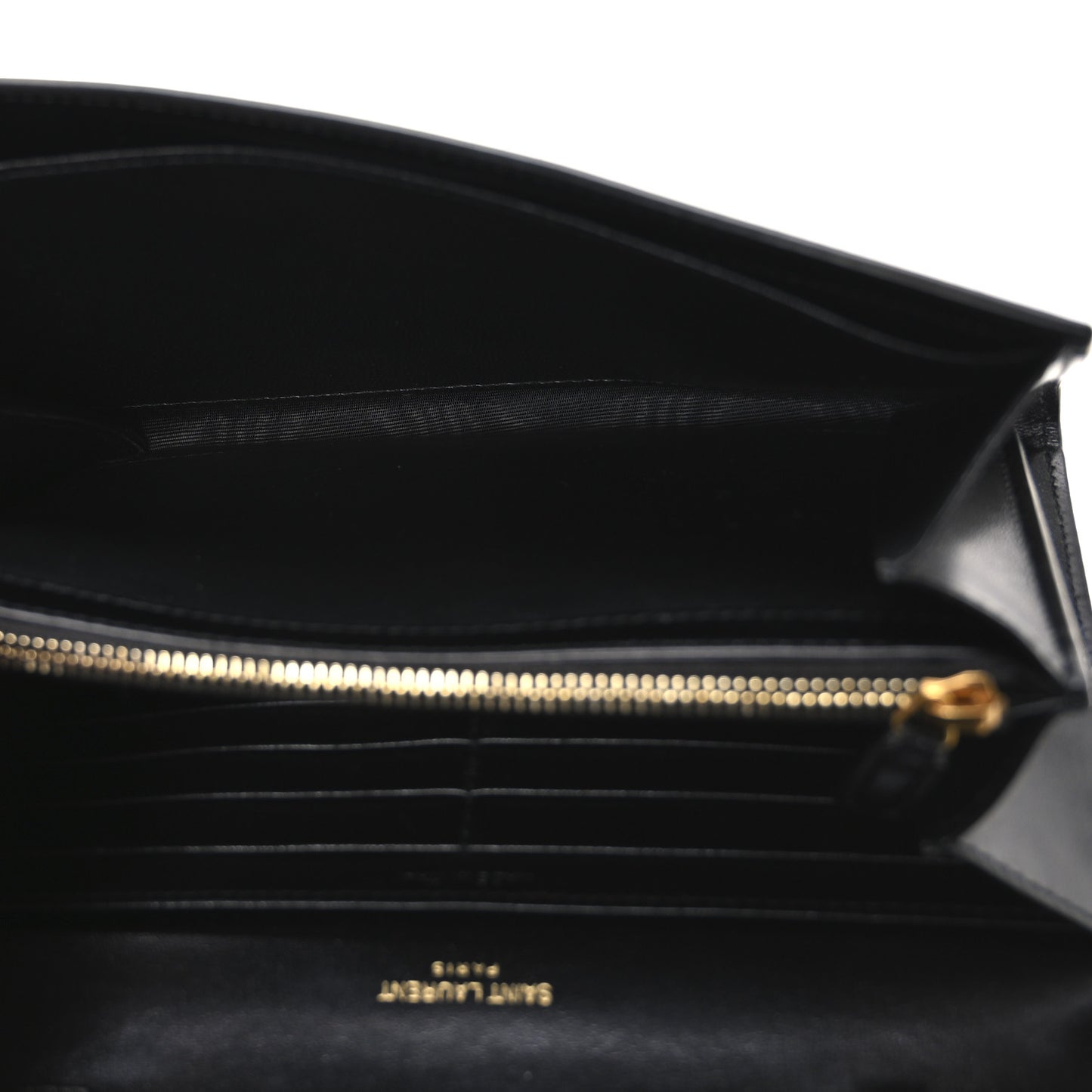 Glossy Calfskin Monogram Chain Wallet Black