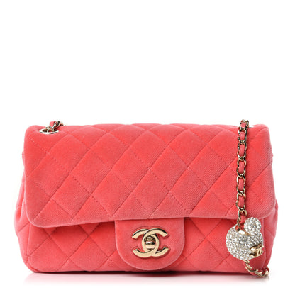 Chanel Velvet Quilted Mini Rectangular Pearl Crush Flap Pink 1 of 12