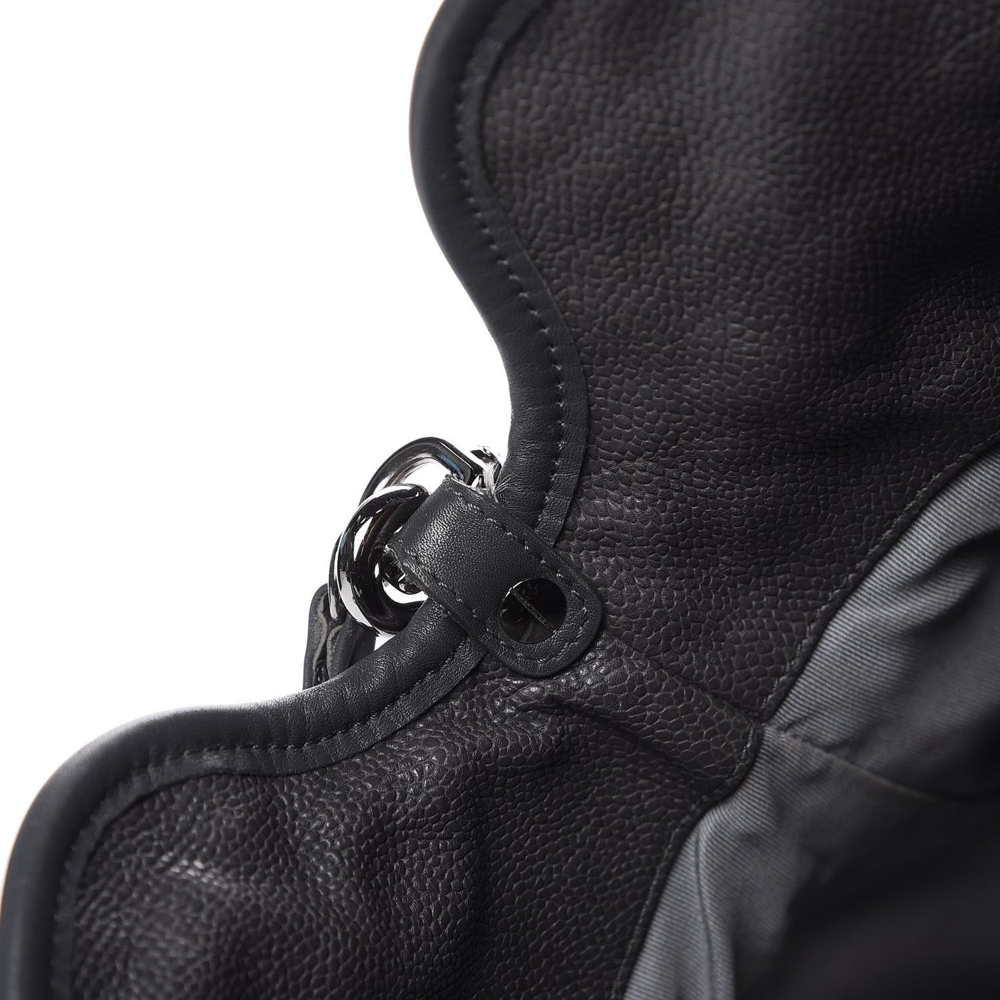 Caviar Quilted French Riviera Hobo Dark Grey