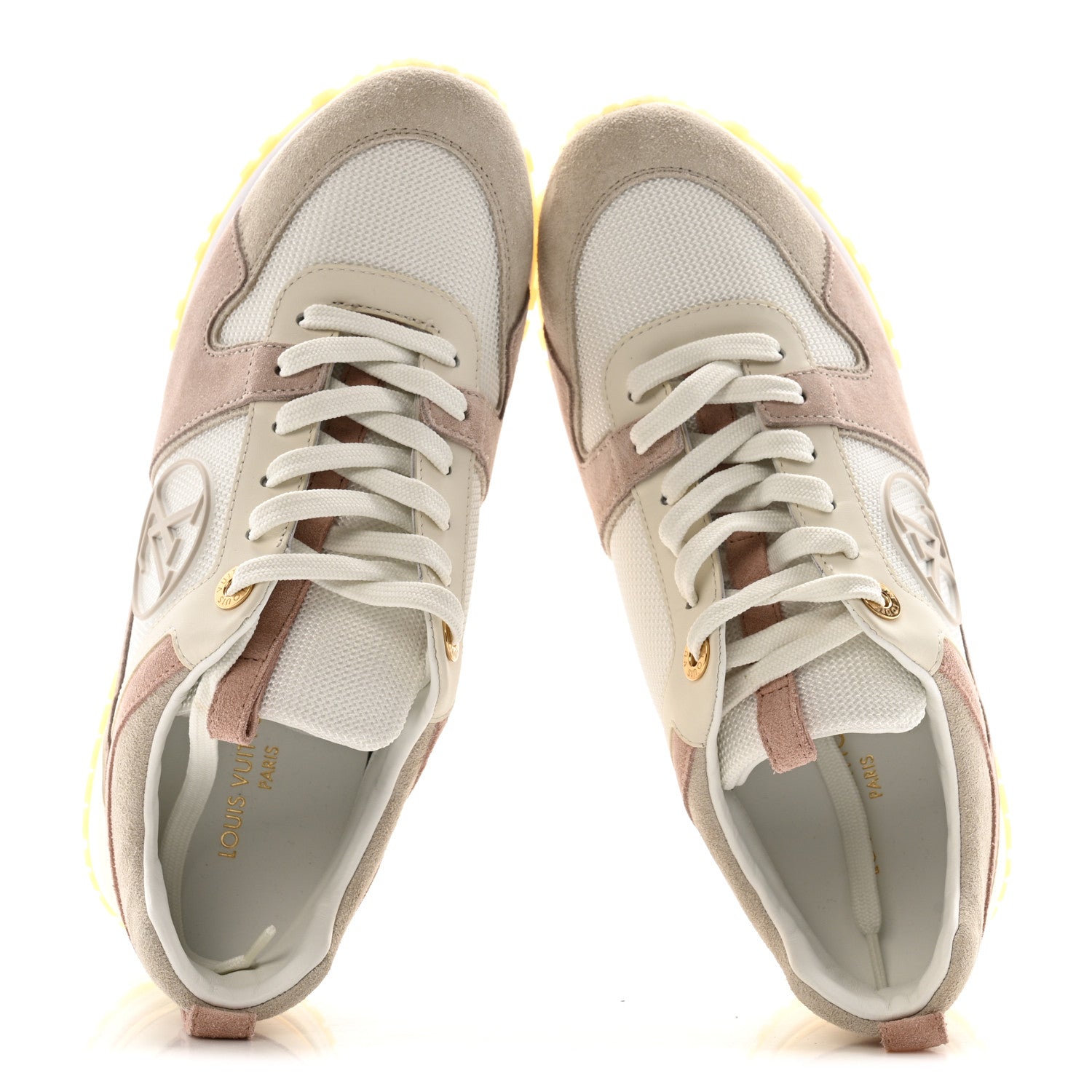 Louis Vuitton Suede Mesh Run Away Sneakers 35.5 White Grey 2 of 11