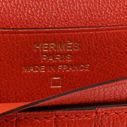Hermes Shiny Alligator Bearn Compact Wallet Orange Poppy 6 of 7
