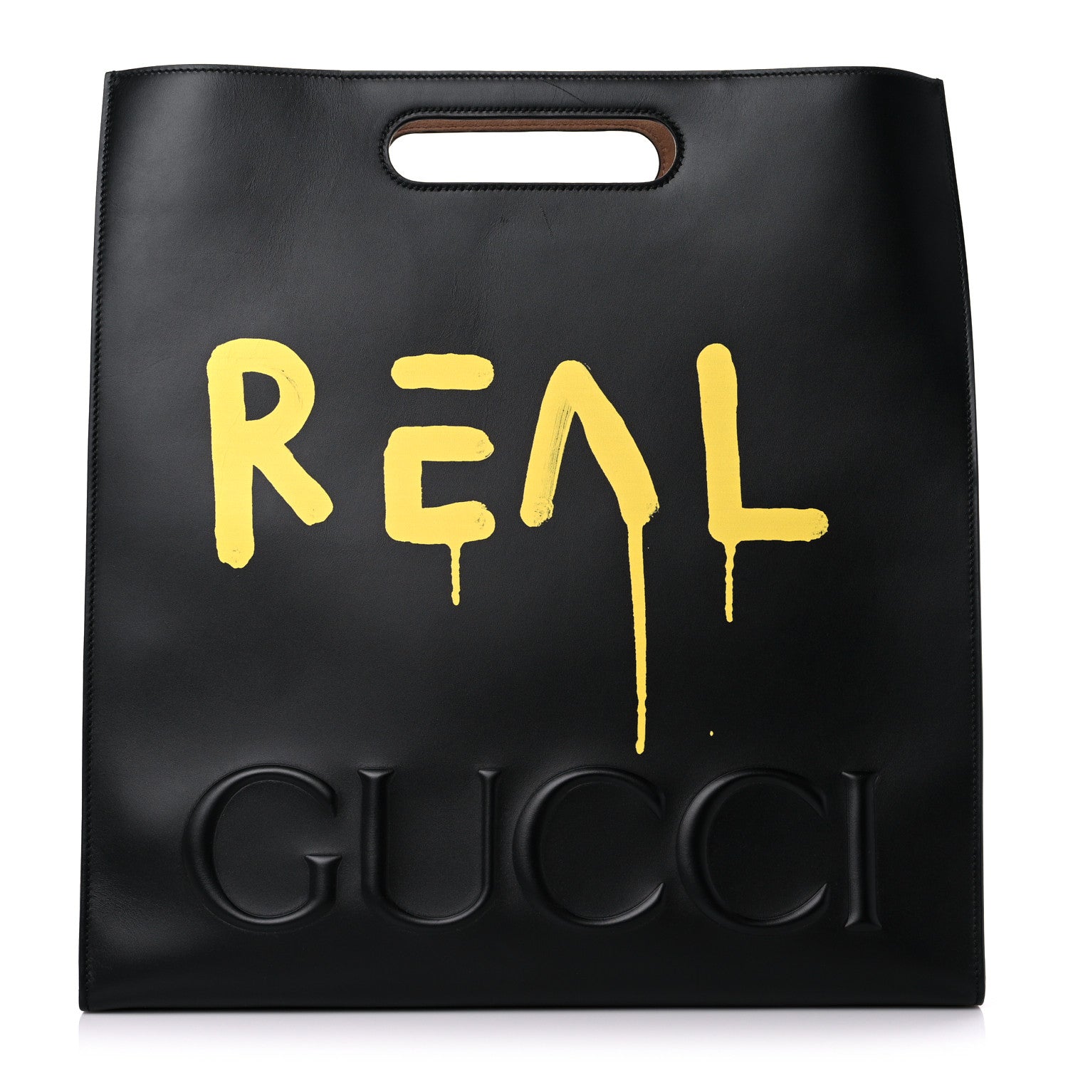 Gucci Calfskin GucciGhost Real Large XL Tote Black Yellow 1 of 9