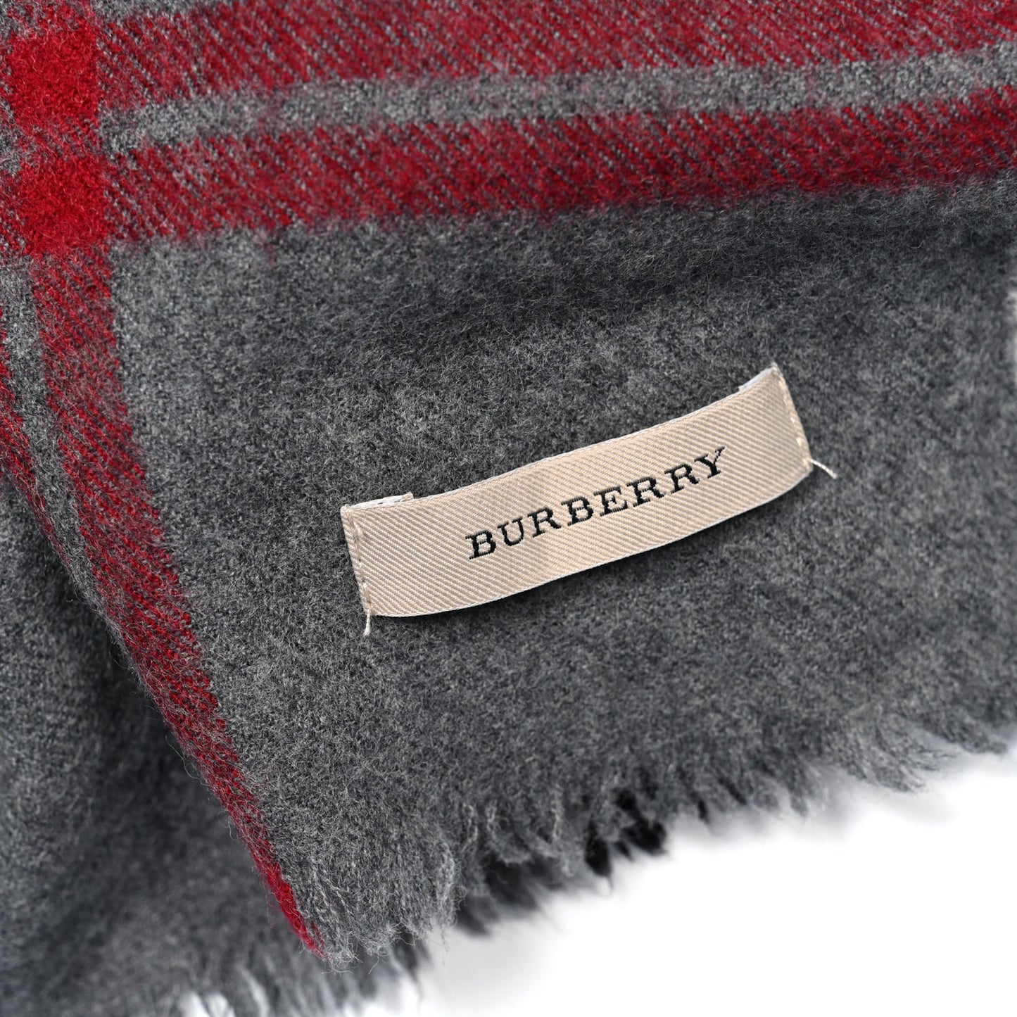 Lambswool House Check Fringe Scarf Grey