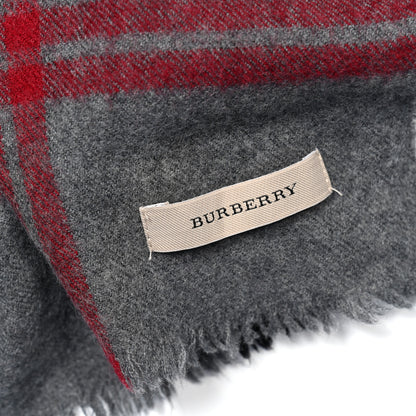 Burberry Lambswool House Check Fringe Scarf Grey 3 of 3