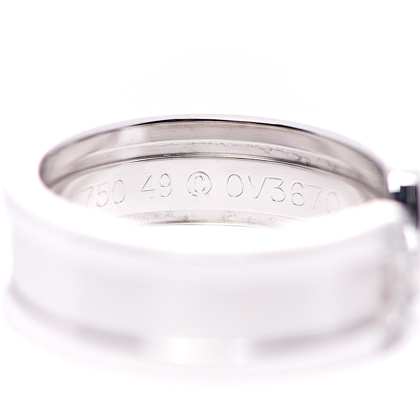 18K White Gold Diamond 6.5mm Logo De Ring 49 4.75