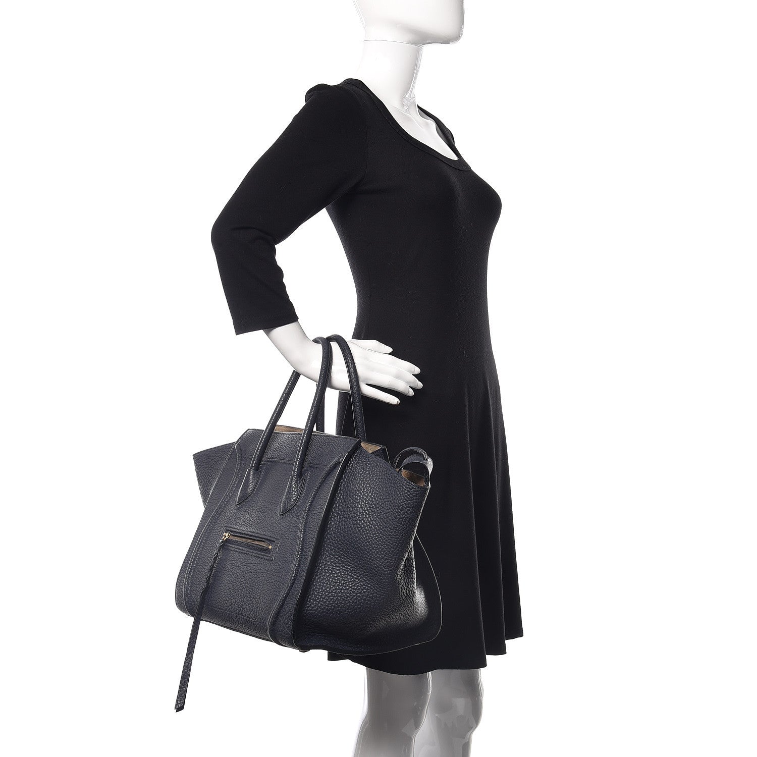 Celine Bullhide Calfskin Medium Phantom Luggage Navy Blue 2 of 11