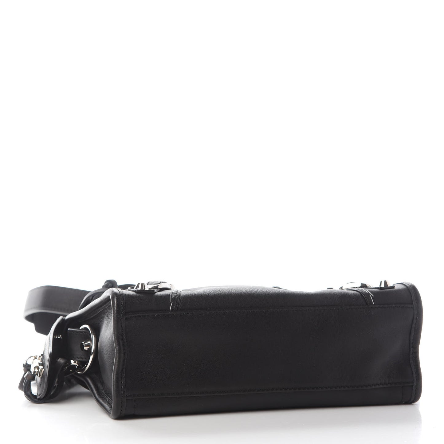 Calfskin Topstitch Classic Silver Hardware Mini City Black