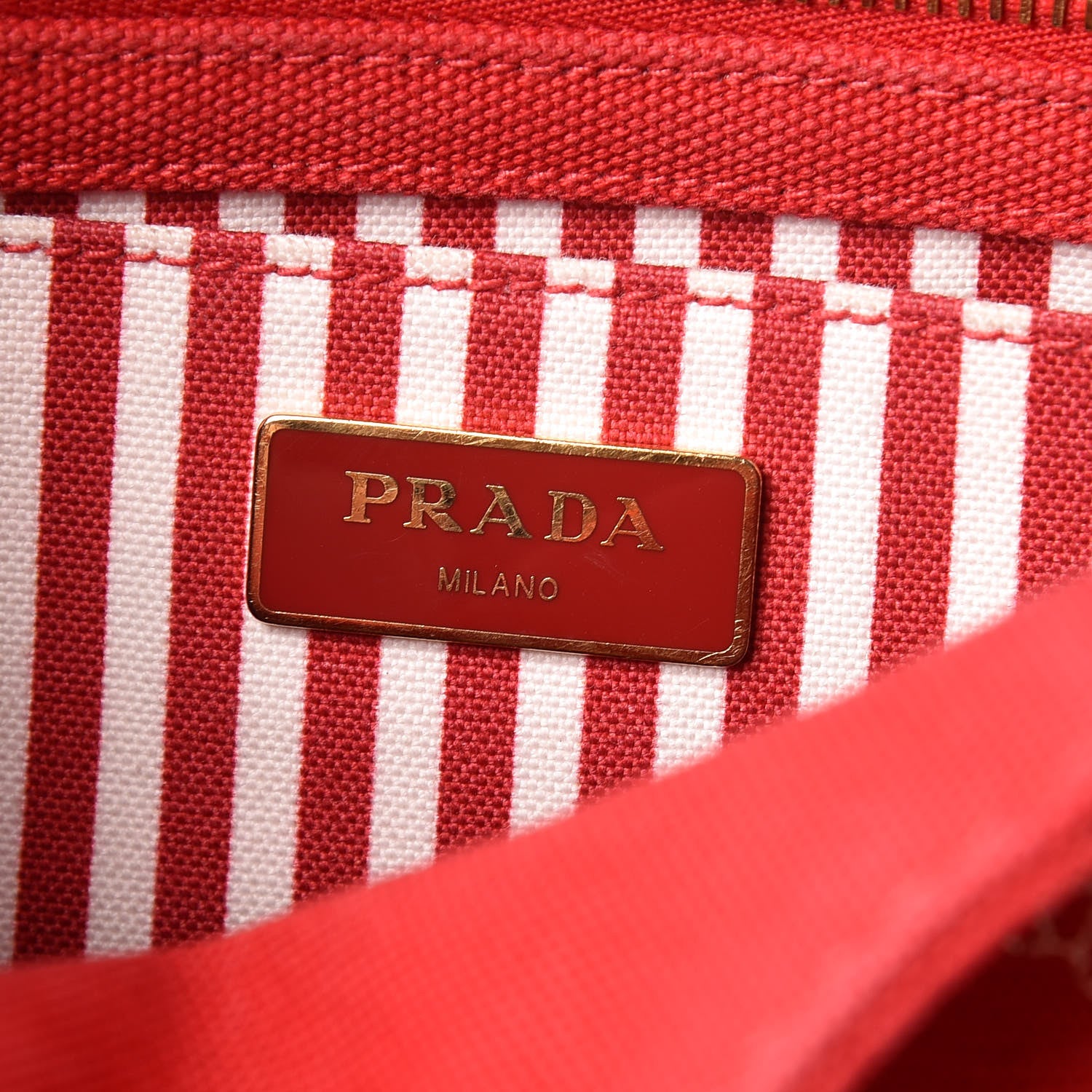 Prada Canapa Small Logo Tote Rosso Talco 8 of 9