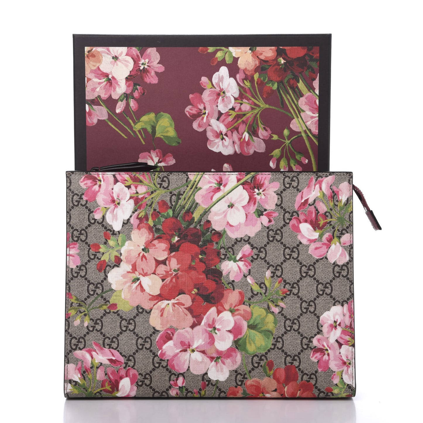 GG Supreme Monogram Blooms Large Cosmetic Case Beige Multicolor Dry Rose