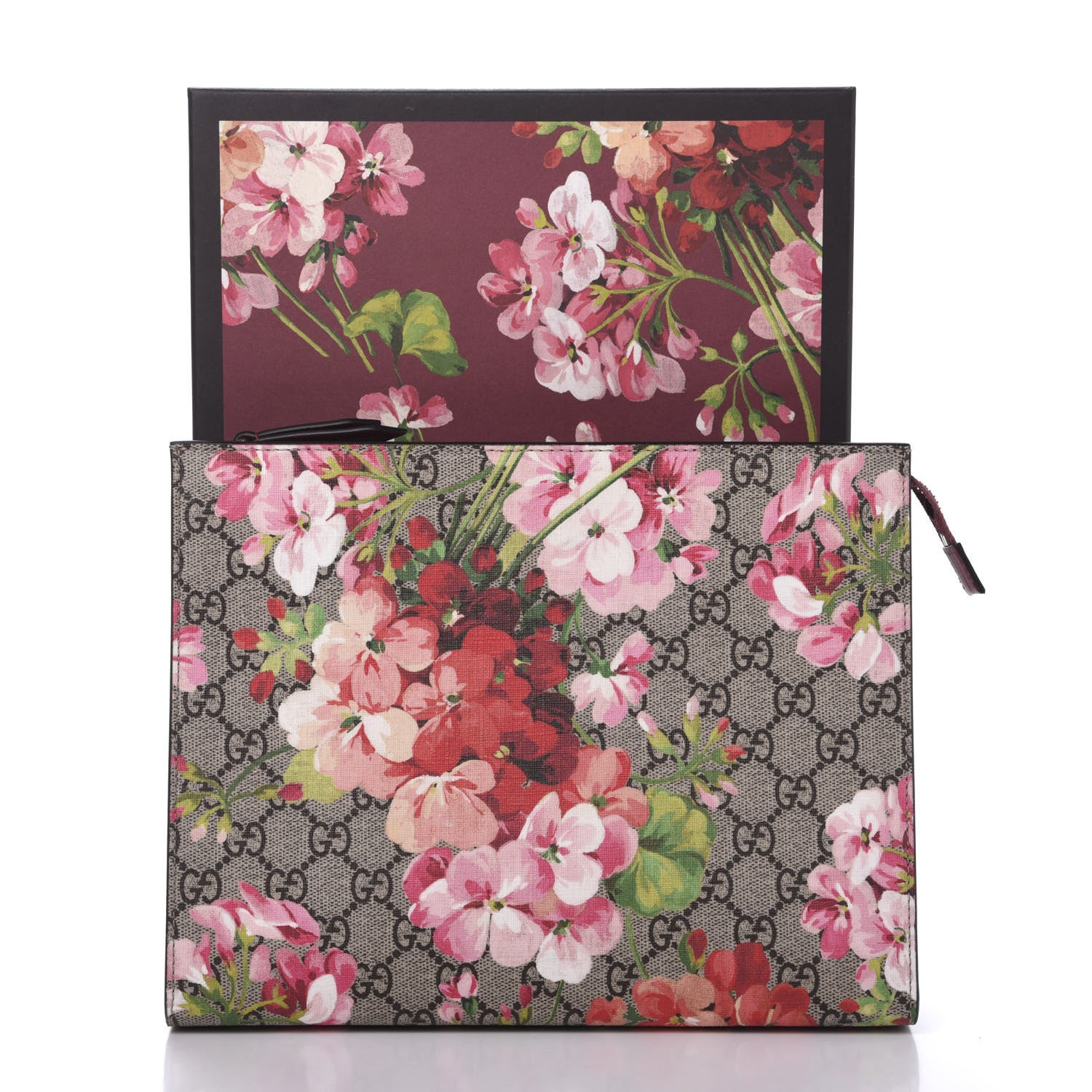 Gucci GG Supreme Monogram Blooms Large Cosmetic Case Beige Multicolor Dry Rose 8 of 8