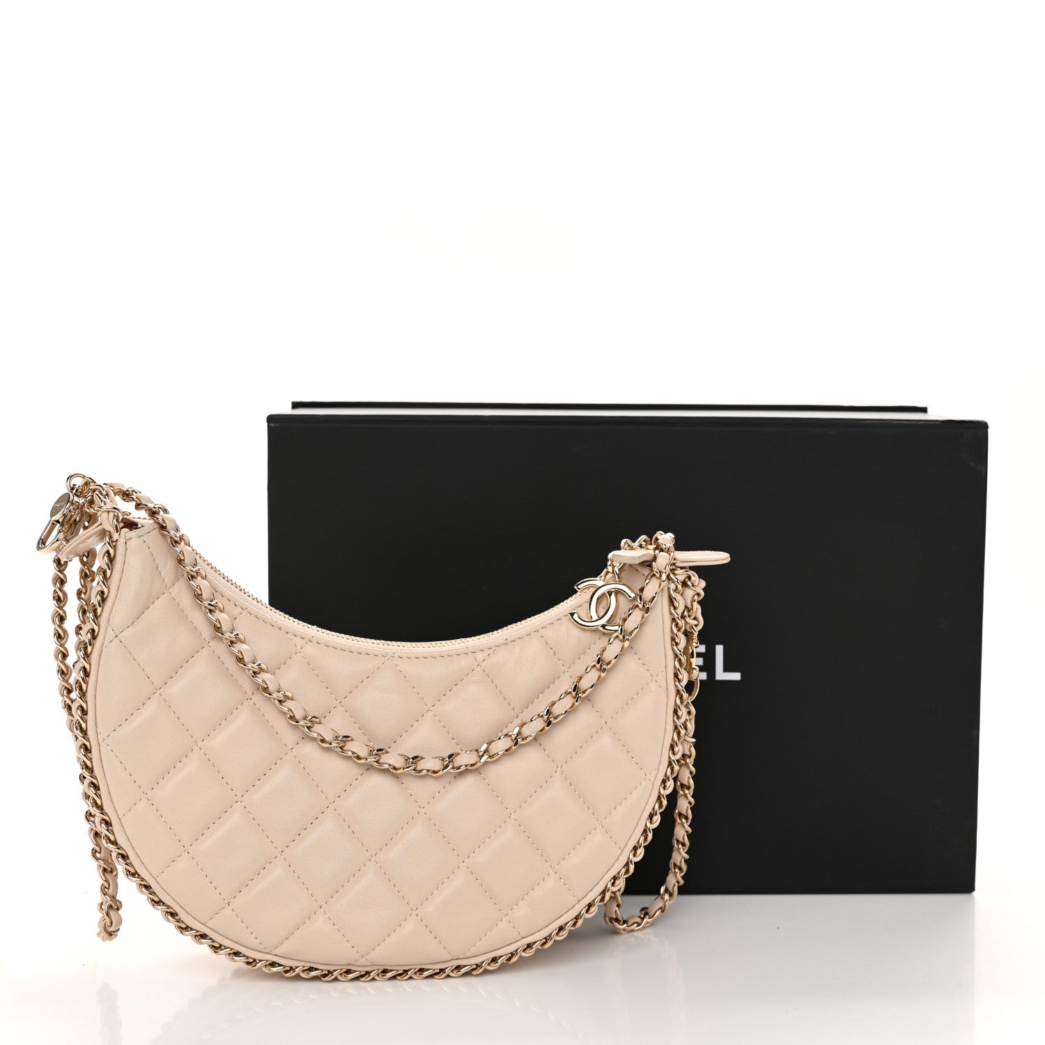 Chanel Lambskin Quilted Small Hobo Bag Light Beige 11 of 11