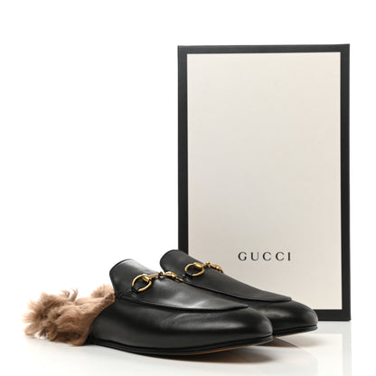 Gucci Calfskin Fur Womens Princetown Slippers 40 Black 10 of 10