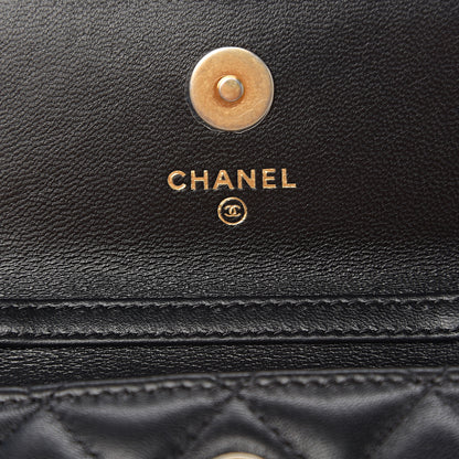 Chanel Lambskin Quilted Pearl Crush Clutch With Chain Black 5 of 8