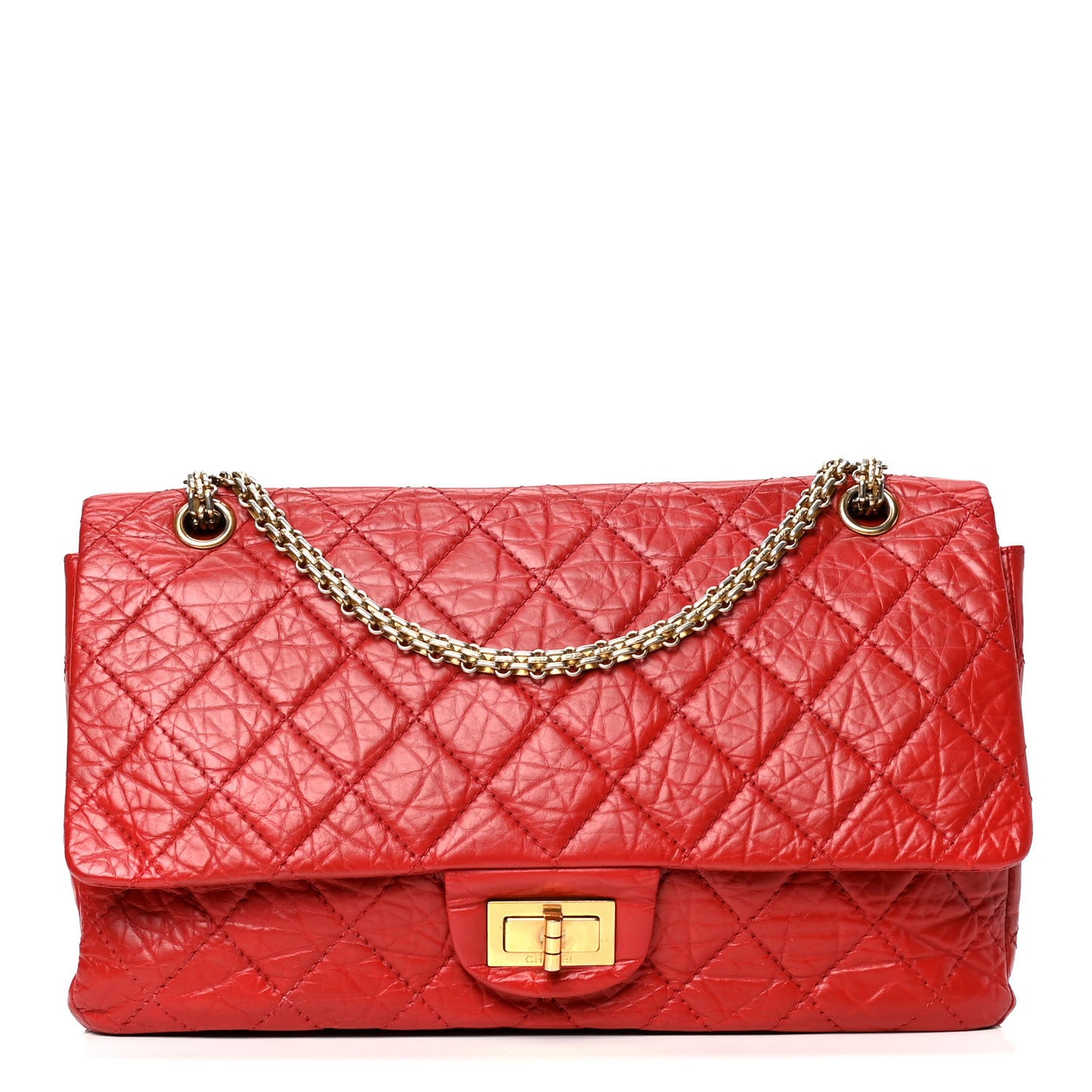 Aged Calfskin Quilted 2.55 Reissue 227 Flap Red