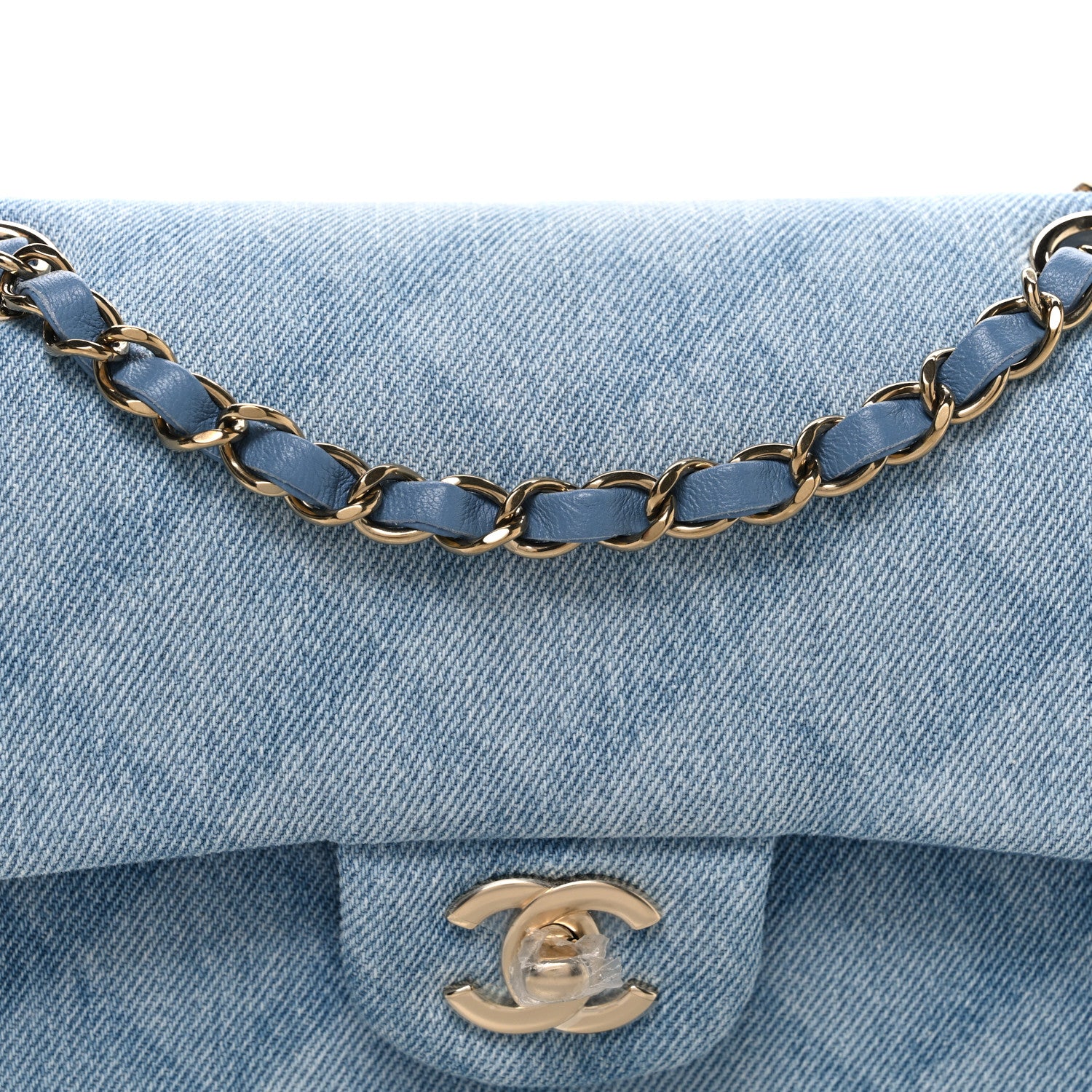 Chanel Printed Denim Quilted Small Double Flap Light Blue 7 of 10
