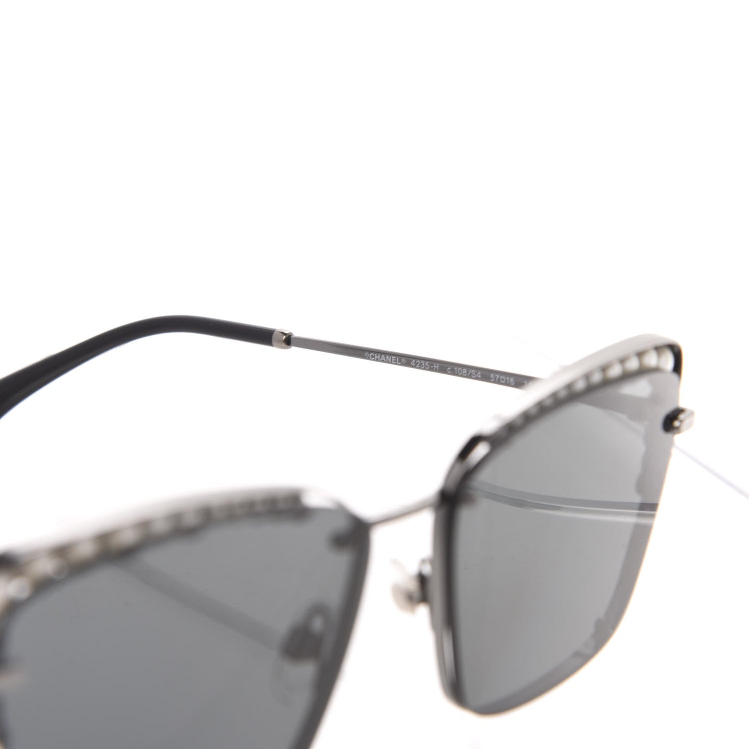 Chanel Metal Square Frame Pearl Sunglasses 4235-H Dark Grey 5 of 7
