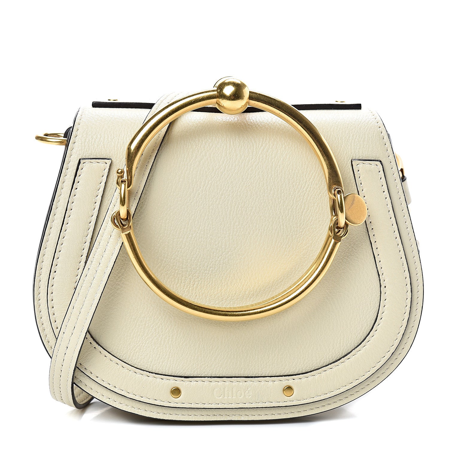 Chloe Calfskin Suede Small Nile Bracelet Bag Off White 1 of 9