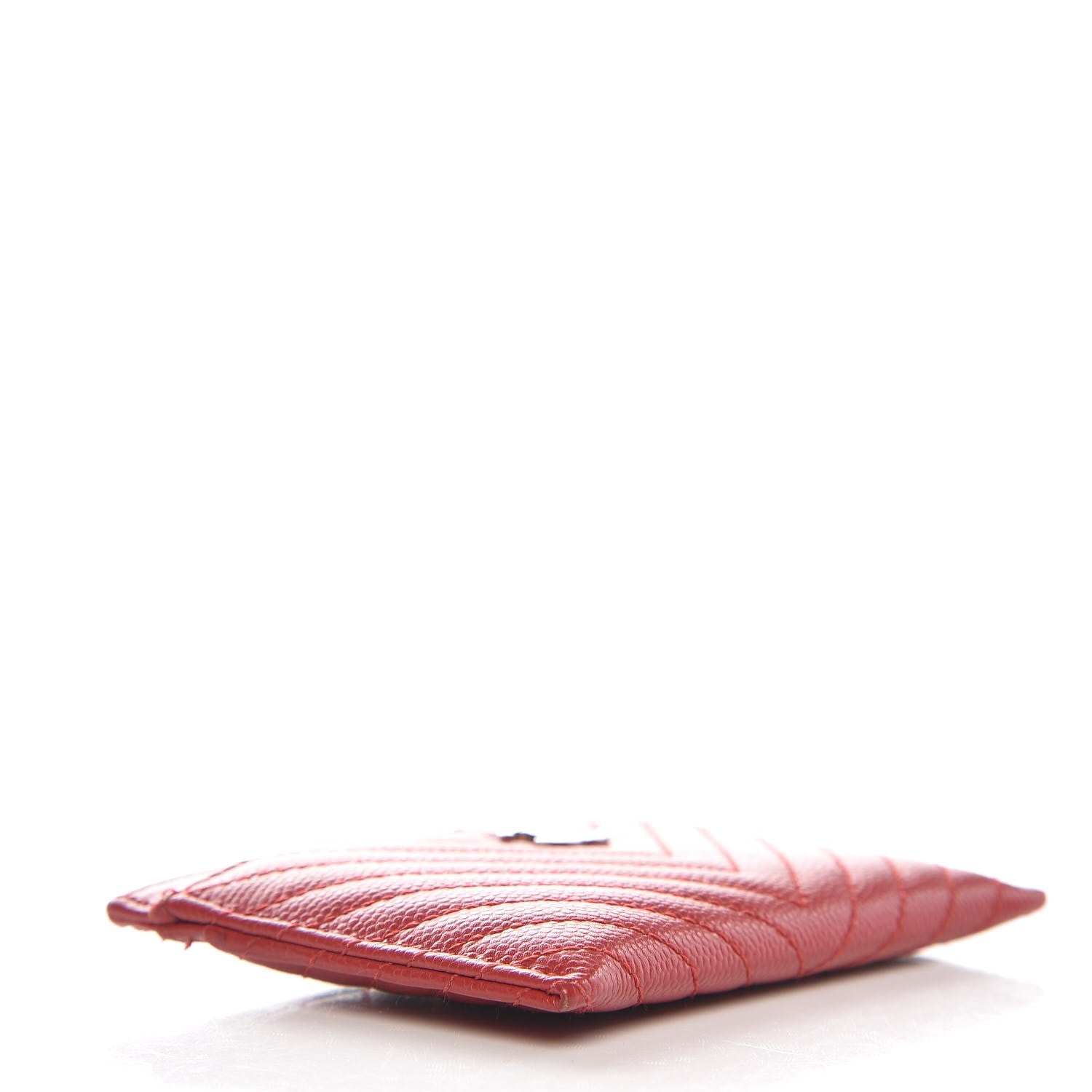 Chanel Caviar Chevron Quilted Card Holder Red 4 of 9