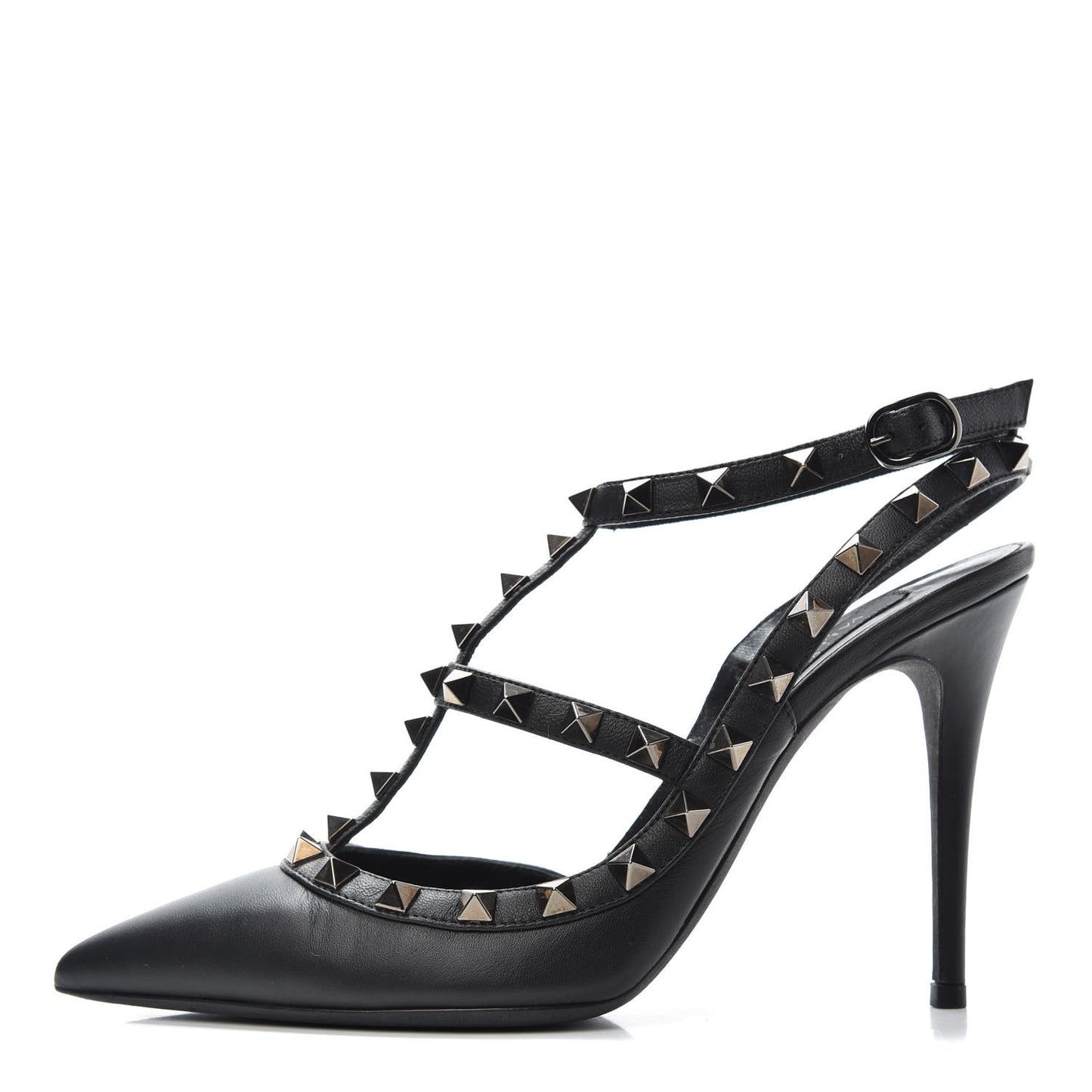 Nappa Rockstud Ankle Strap Pumps 36.5 Black
