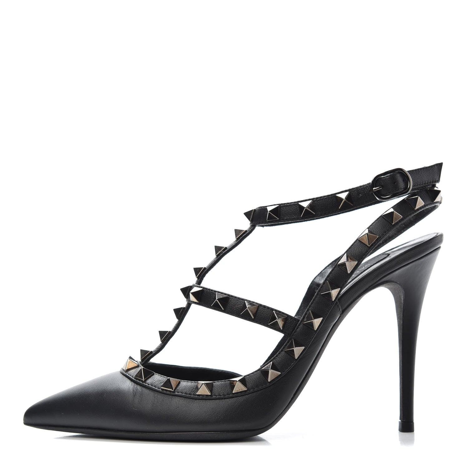 Valentino Garavani Nappa Rockstud Ankle Strap Pumps 36.5 Black 1 of 10